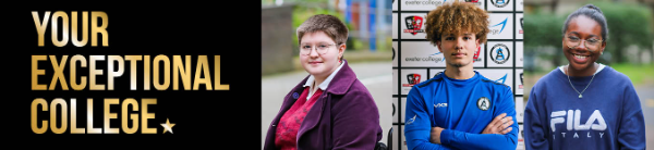 Image shows three College students smiling at the camera and includes the text: Your Future is Bright