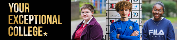 Image shows three College students smiling at the camera and includes the text: Your Future is Bright