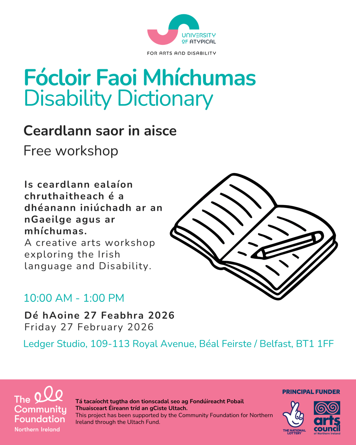 a graphic showing an open book and pen 