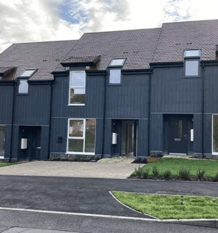 Image shows the transformation of a street at Chapel Row in West Berkshire