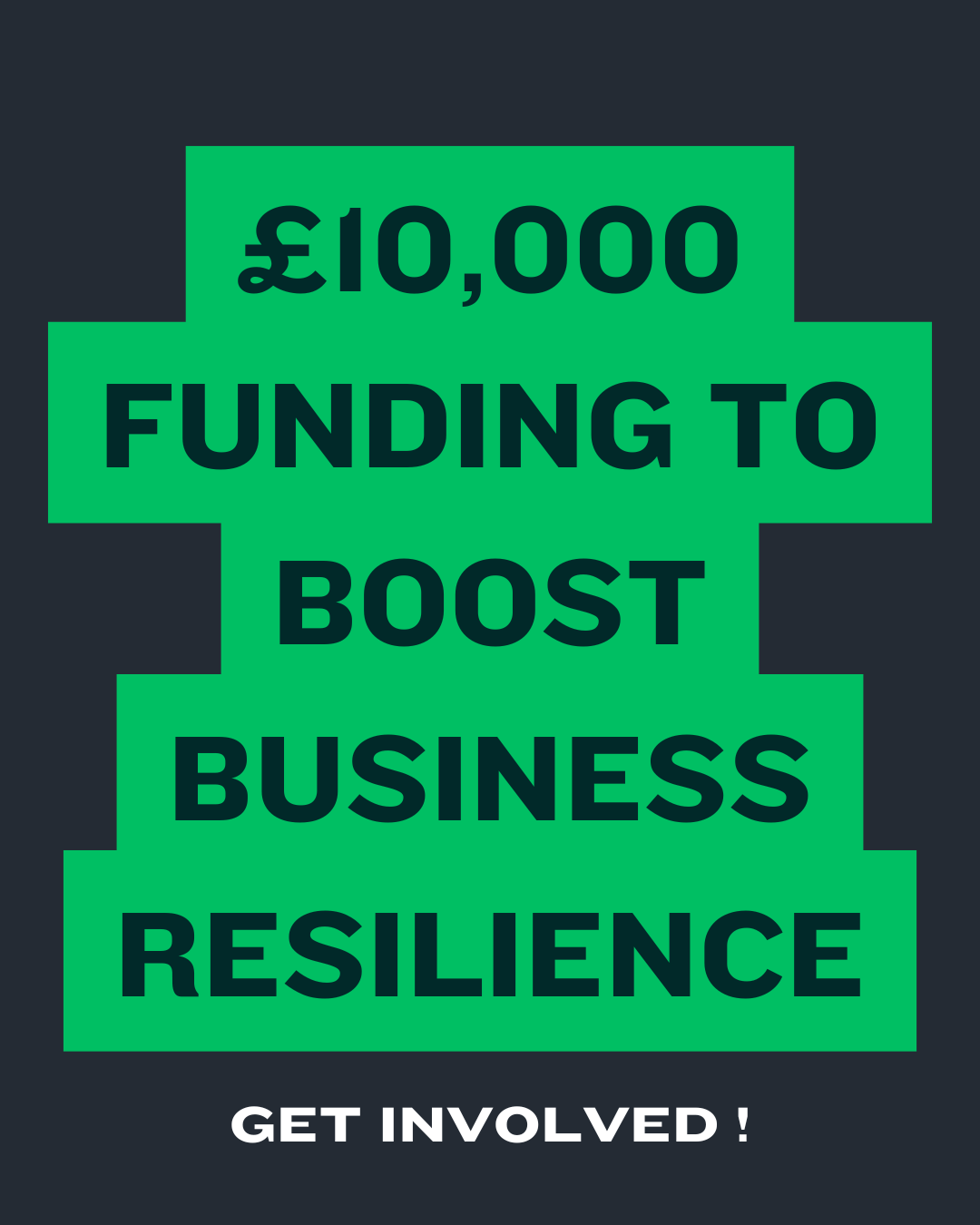 Poster stating £10,000 Funding to Boost Business Resilience