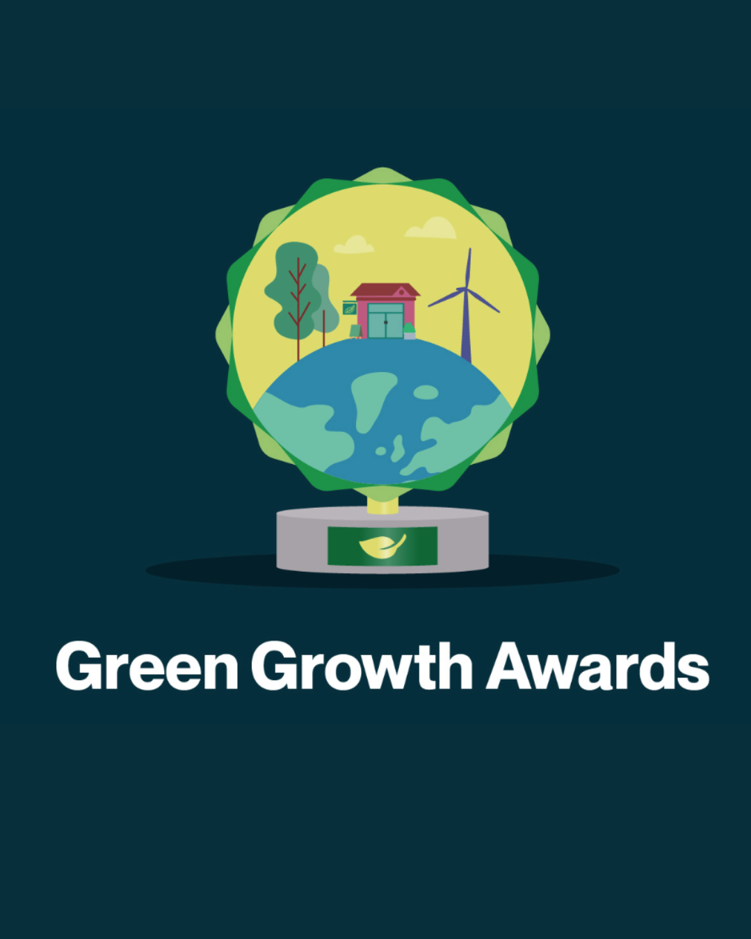Flyer with a global image with Green Growth Awards written underneath