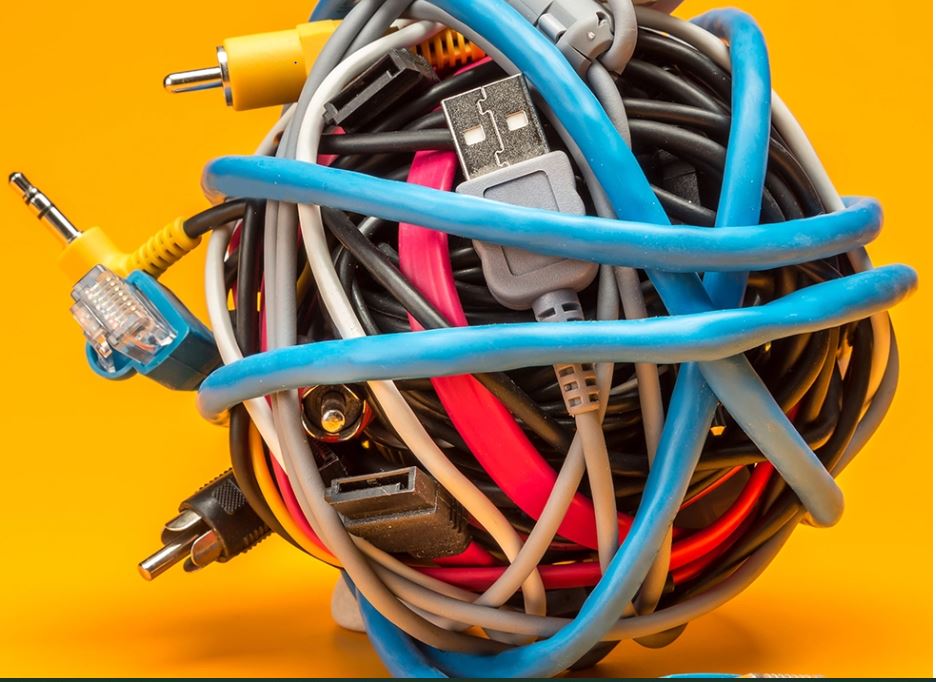 woman repairing blue jeans image