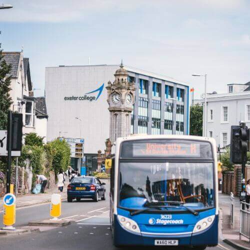 Bus coming towards camera