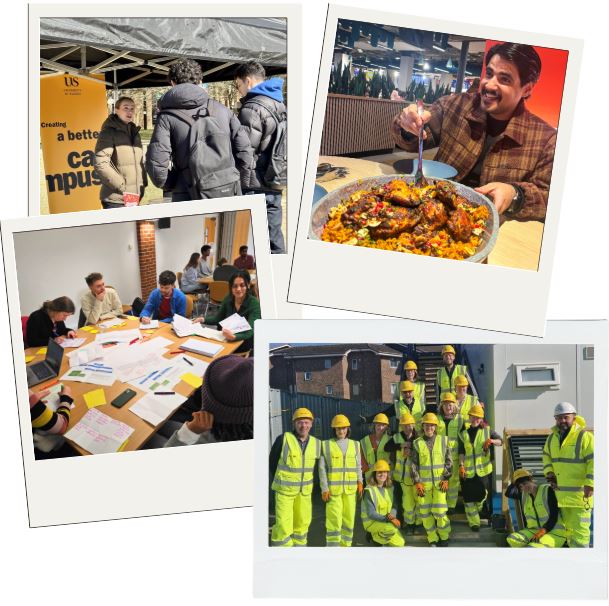 4 polaroid templates showing colleagues and students.